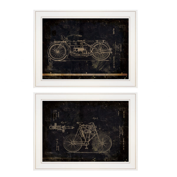 Homeroots Set Of Two Motor Bike Patent I And Ii 1 White Framed Print Wall Art  Paper,Wood 406047