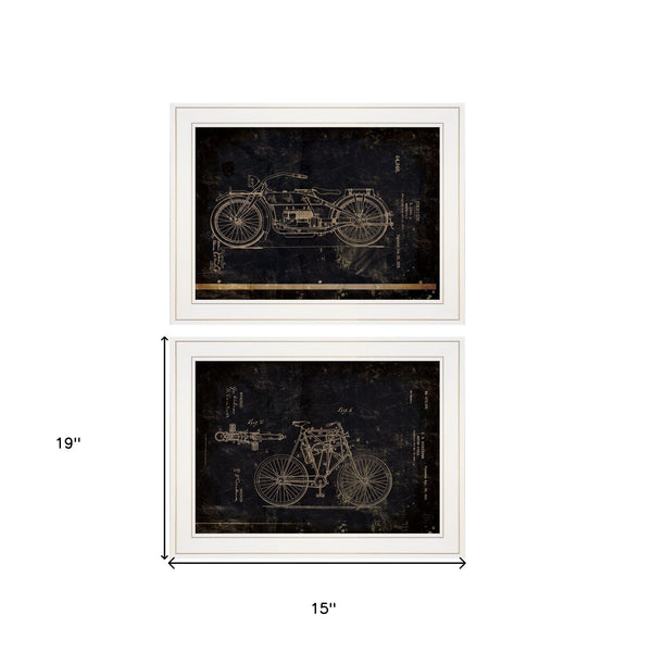 Homeroots Set Of Two Motor Bike Patent I And Ii 1 White Framed Print Wall Art  Paper,Wood 406047