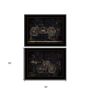 Homeroots Set Of Two Motor Bike Patent I And Ii 2 Black Framed Print Wall Art  Paper,Wood 406048