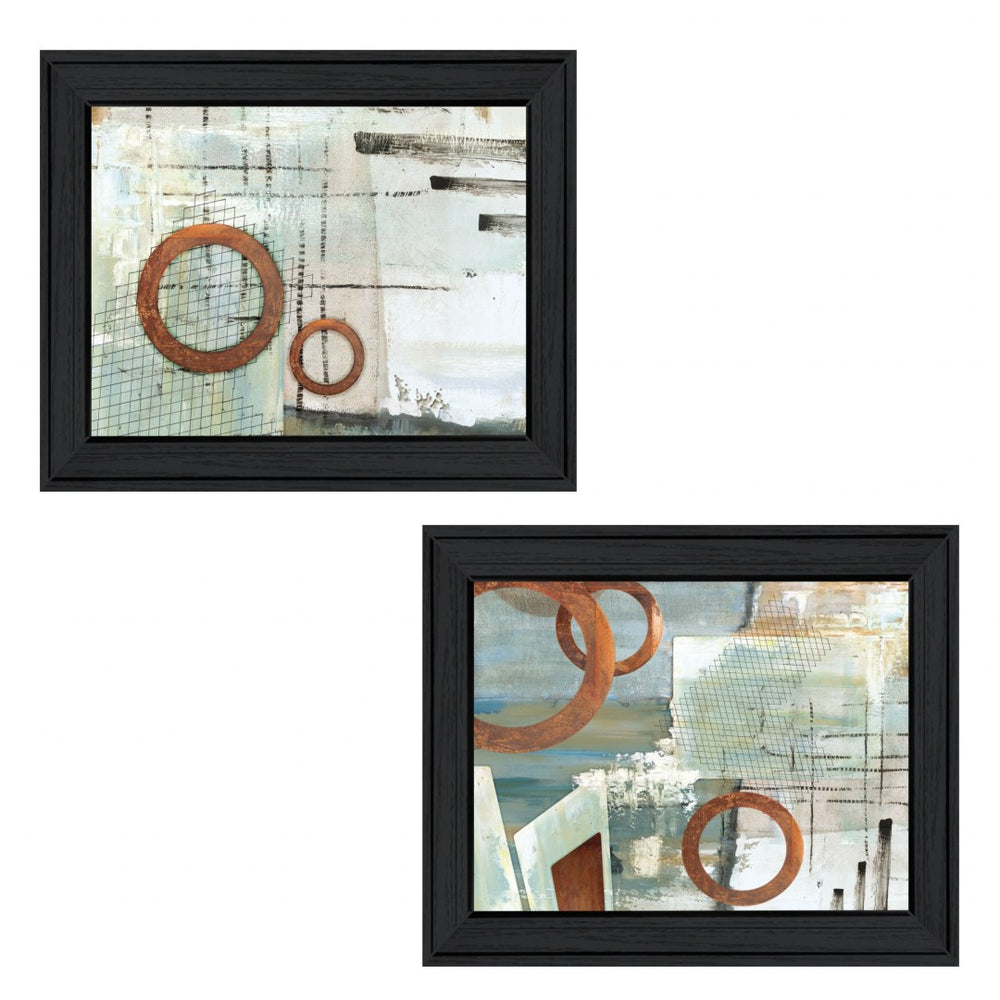 HomeRoots Set of Two Framed Wall Art Prints - Contemporary Black Framed Decor for Modern Living Spaces 406050