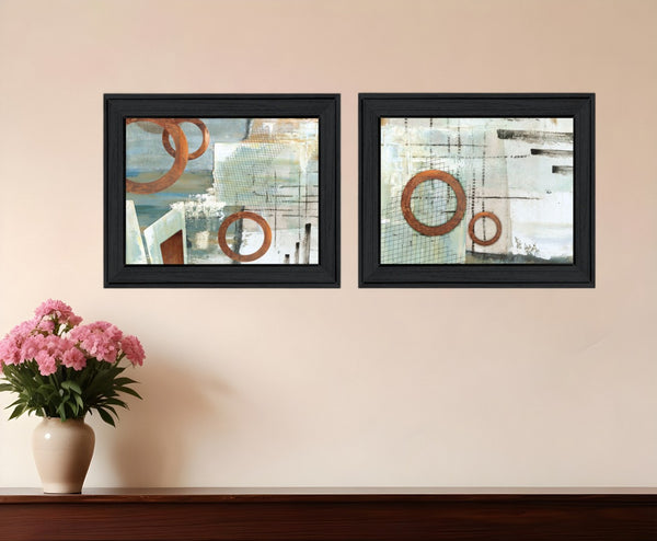 HomeRoots Set of Two Framed Wall Art Prints - Contemporary Black Framed Decor for Modern Living Spaces 406050
