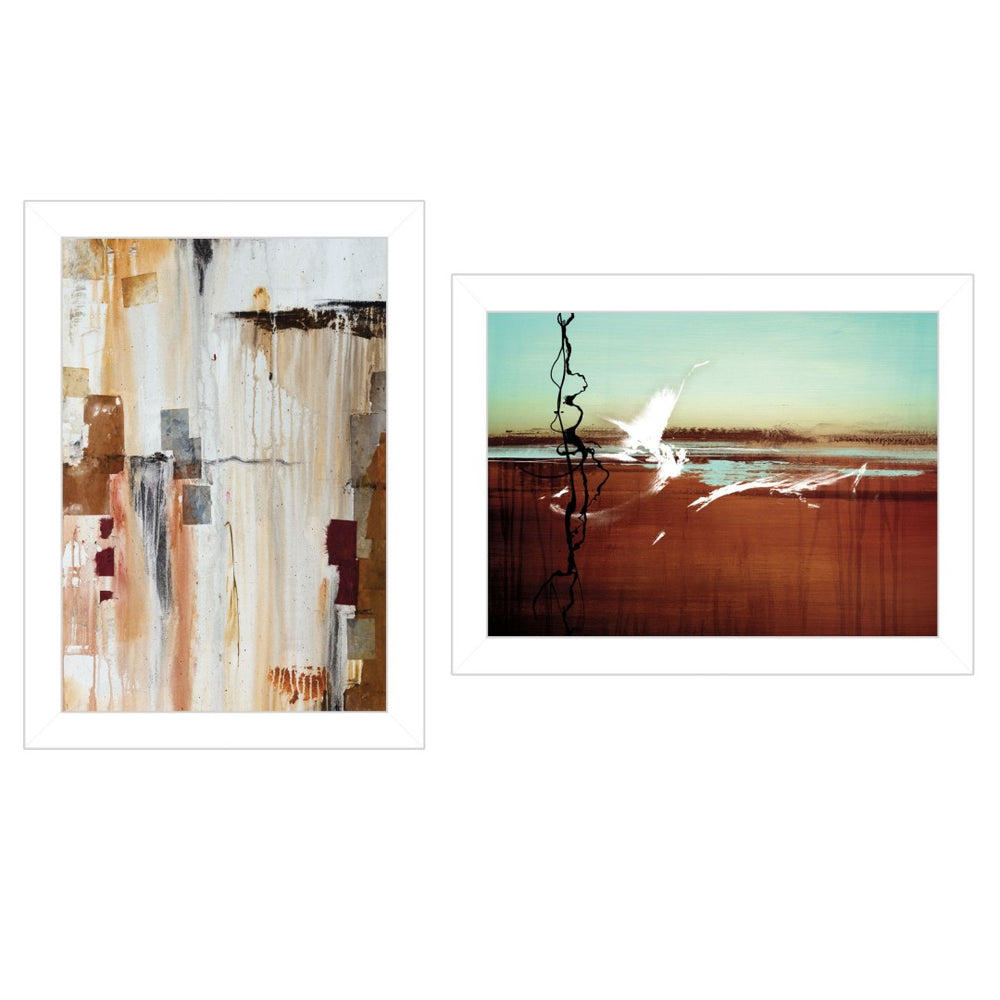 HomeRoots Set of Two Abstract Flight 1 Framed Prints - Modern Wall Art for Contemporary Home Decor Style 406051