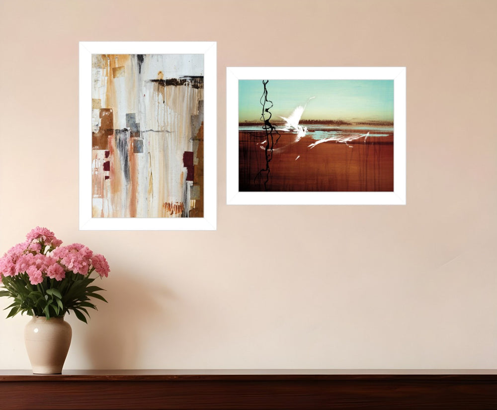HomeRoots Set of Two Abstract Flight 1 Framed Prints - Modern Wall Art for Contemporary Home Decor Style 406051