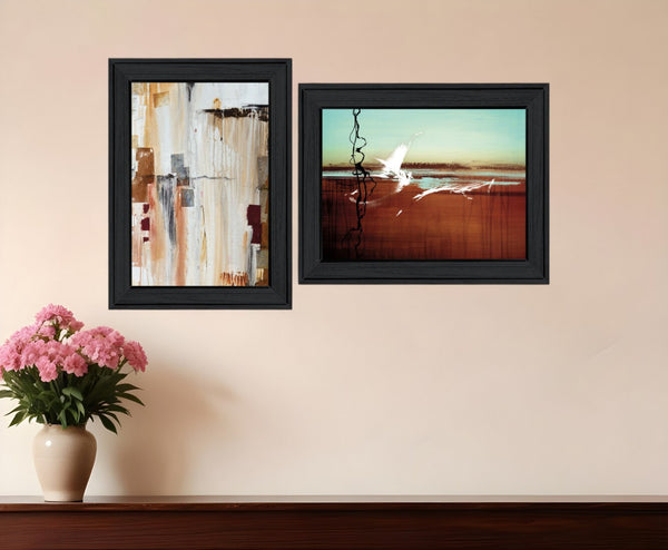 HomeRoots Set of Two Abstract Flight Framed Prints - Modern Wall Art for Contemporary Home Décor, 15x19" 406052