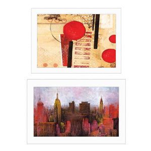 Homeroots Set Of Two Nyc Harmony 1 White Framed Print Wall Art  Paper,Wood 406053