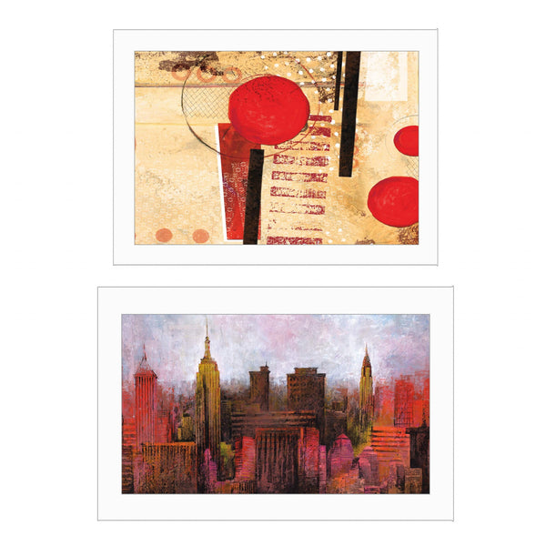 Homeroots Set Of Two Nyc Harmony 1 White Framed Print Wall Art  Paper,Wood 406053