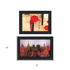 Homeroots Set Of Two Nyc Harmony 2 Black Framed Print Wall Art  Paper,Wood 406054