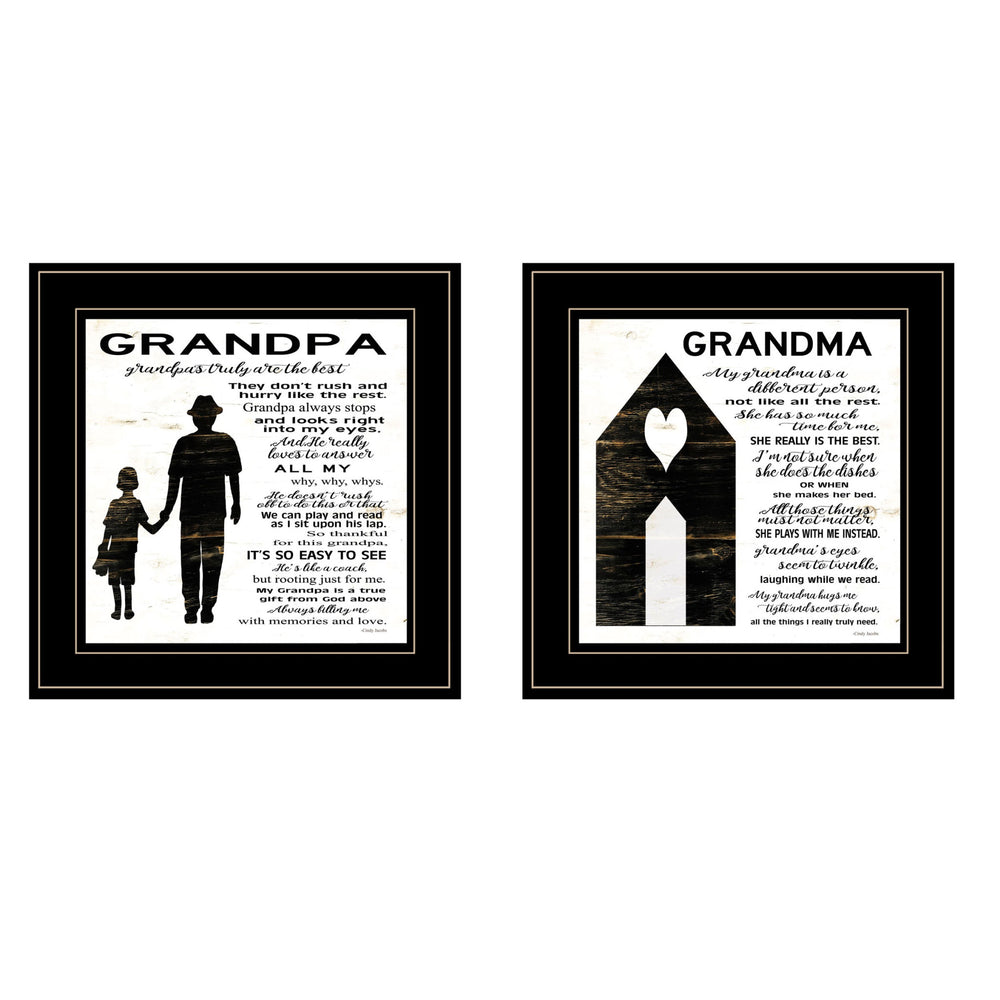 Homeroots Set Of Two My Grandparents Are The Best 1 Black Framed Print Wall Art  Paper,Wood 406055