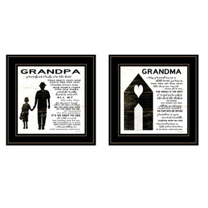 Homeroots Set Of Two My Grandparents Are The Best 1 Black Framed Print Wall Art  Paper,Wood 406055