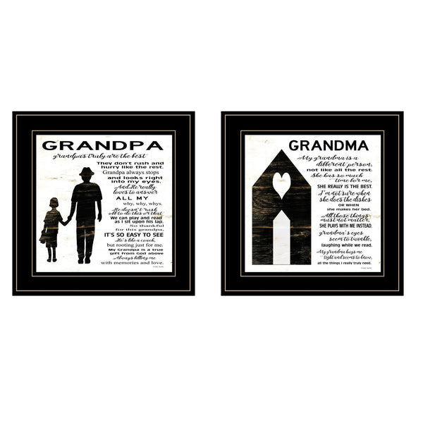 Homeroots Set Of Two My Grandparents Are The Best 1 Black Framed Print Wall Art  Paper,Wood 406055