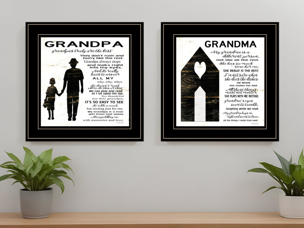 Homeroots Set Of Two My Grandparents Are The Best 1 Black Framed Print Wall Art  Paper,Wood 406055