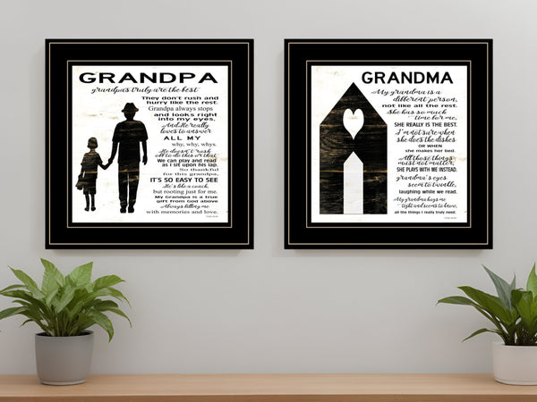 Homeroots Set Of Two My Grandparents Are The Best 1 Black Framed Print Wall Art  Paper,Wood 406055