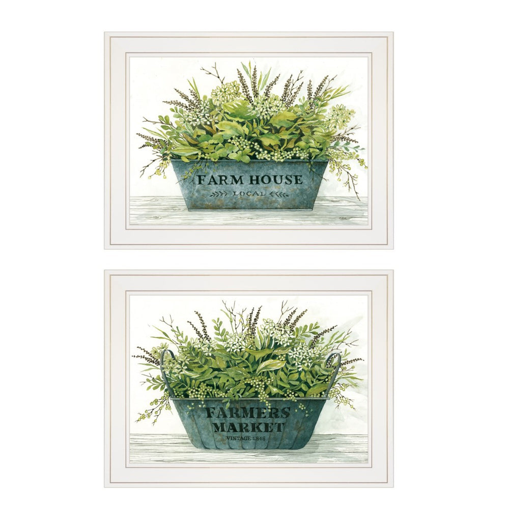 HomeRoots Set of Two Farm Market Bouquet Framed Prints - Elegant Wall Art for a Fresh Farmhouse Look 406057