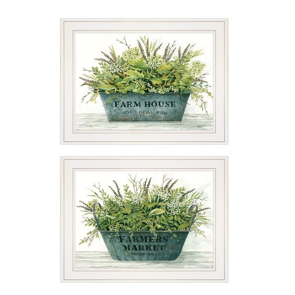 HomeRoots Set of Two Farm Market Bouquet Framed Prints - Elegant Wall Art for a Fresh Farmhouse Look 406057