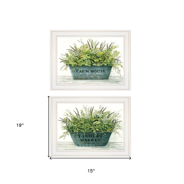 HomeRoots Set of Two Farm Market Bouquet Framed Prints - Elegant Wall Art for a Fresh Farmhouse Look 406057