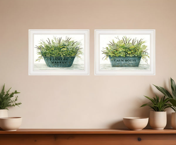 HomeRoots Set of Two Farm Market Bouquet Framed Prints - Elegant Wall Art for a Fresh Farmhouse Look 406057