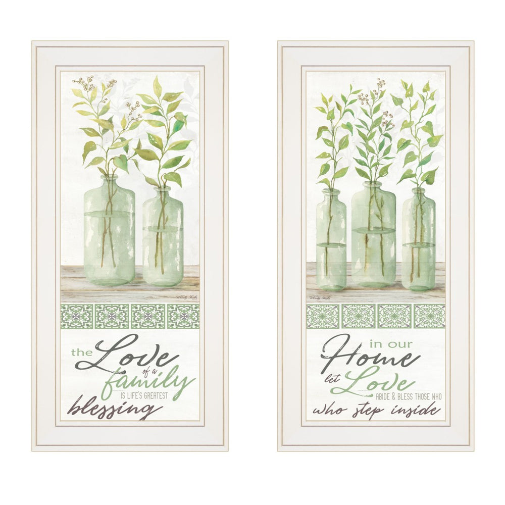 HomeRoots Set of Two Elegant Home and Family White Framed Prints – Modern Art for Stylish Décor Upgrade 406058