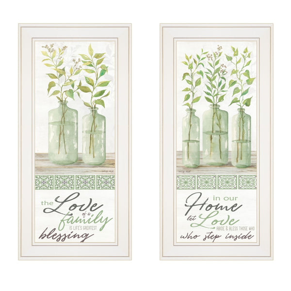 HomeRoots Set of Two Elegant Home and Family White Framed Prints – Modern Art for Stylish Décor Upgrade 406058
