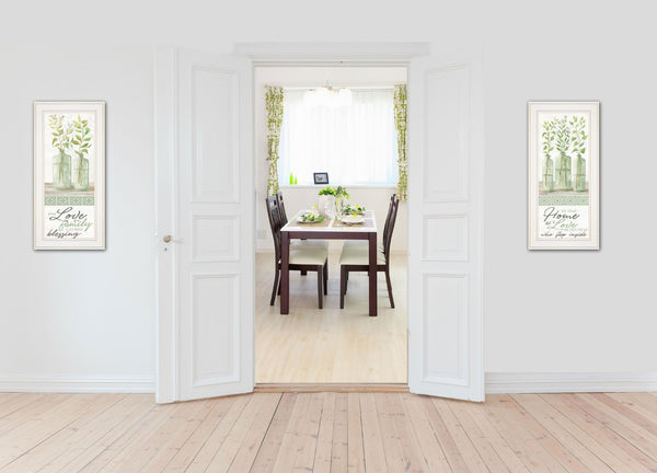 HomeRoots Set of Two Elegant Home and Family White Framed Prints – Modern Art for Stylish Décor Upgrade 406058