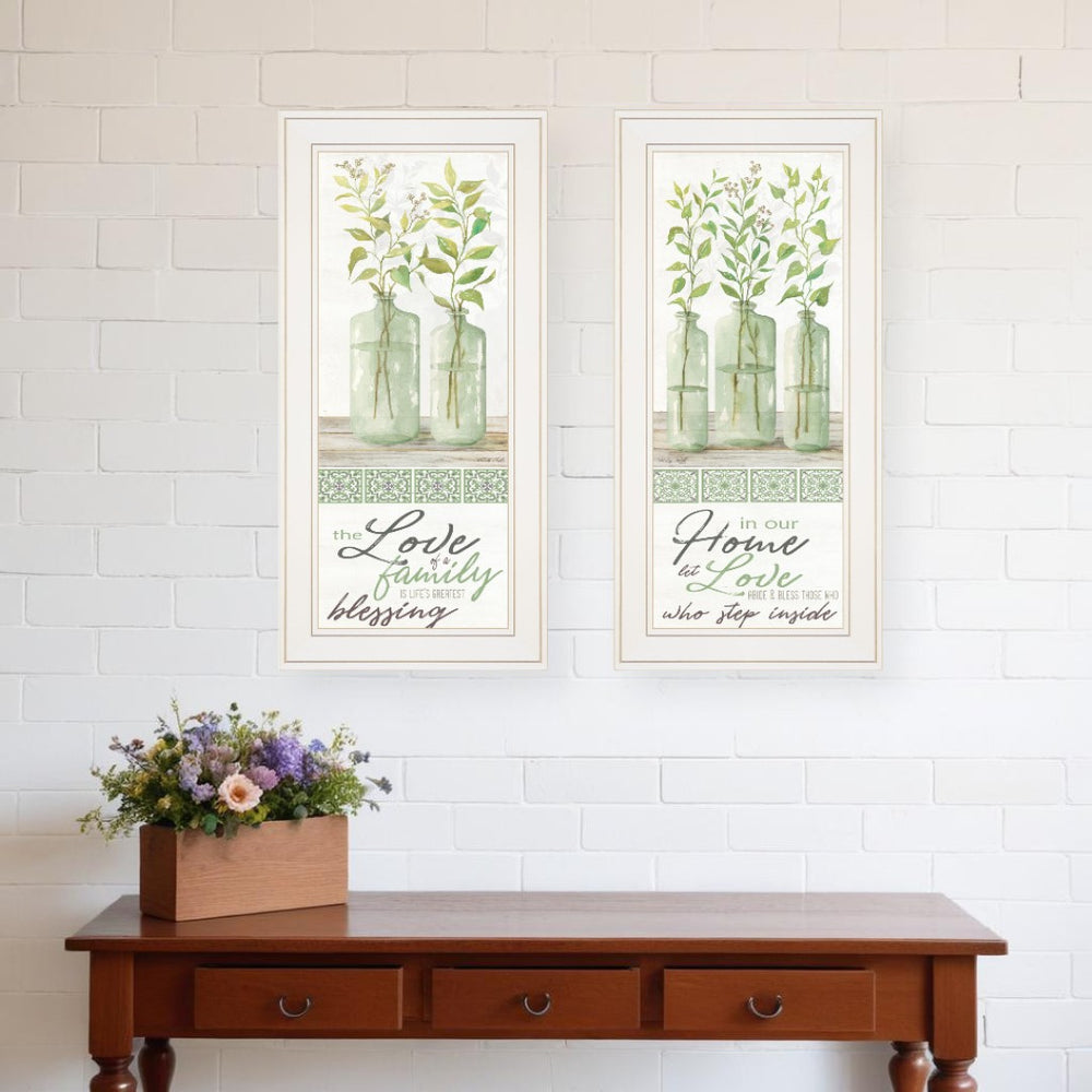 HomeRoots Set of Two Elegant Home and Family White Framed Prints – Modern Art for Stylish Décor Upgrade 406058