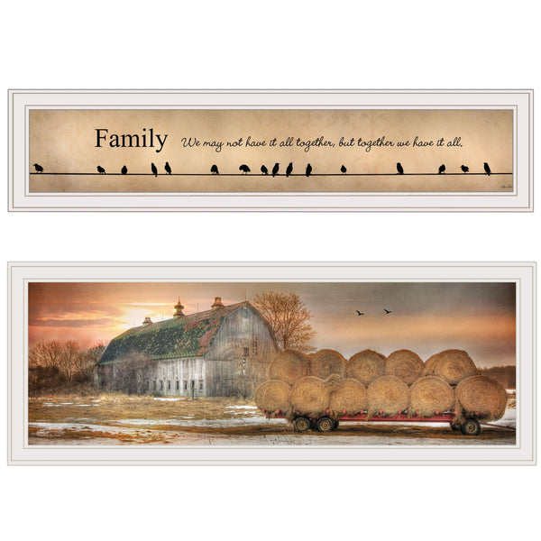 Homeroots Set Of Two Together Blessed We Have It All 1 White Framed Print Wall Art  Paper,Wood 406064