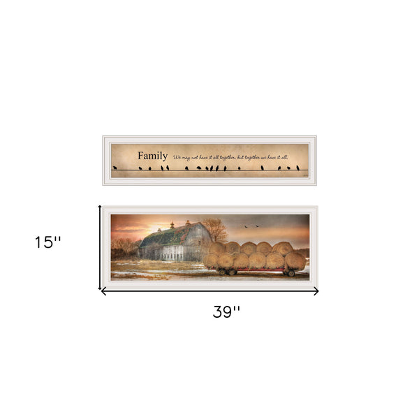 Homeroots Set Of Two Together Blessed We Have It All 1 White Framed Print Wall Art  Paper,Wood 406064