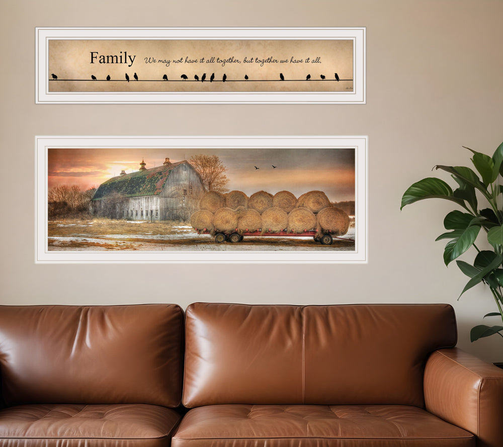 Homeroots Set Of Two Together Blessed We Have It All 1 White Framed Print Wall Art  Paper,Wood 406064