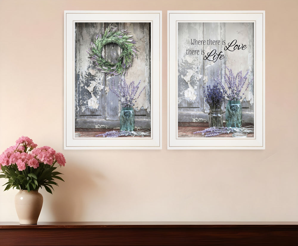 Homeroots Set Of Two Where There Is Love 1 White Framed Print Wall Art  Paper,Wood 406066