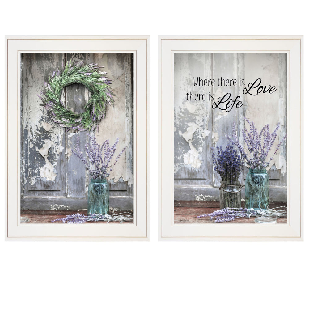 Homeroots Set Of Two Where There Is Love 1 White Framed Print Wall Art  Paper,Wood 406066