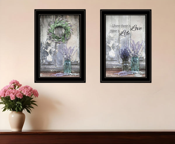 HomeRoots Set of Two Where There is Love Framed Print Wall Art for Contemporary Home Decor and Gift Ideas Black and Gold 406067