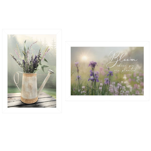 HomeRoots Set of Two Bloom Where You Are Planted Framed Prints - Modern Art for Home Décor, 15x21 Inches 406073