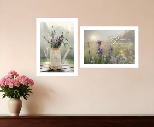 HomeRoots Set of Two Bloom Where You Are Planted Framed Prints - Modern Art for Home Décor, 15x21 Inches 406073