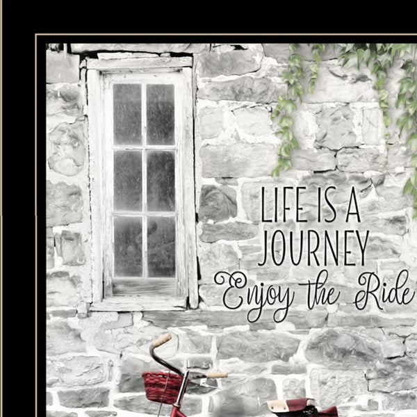 Homeroots Set Of Two Romantic Bicycles 2 Black Framed Print Wall Art Black And Gold Paper,Wood 406079