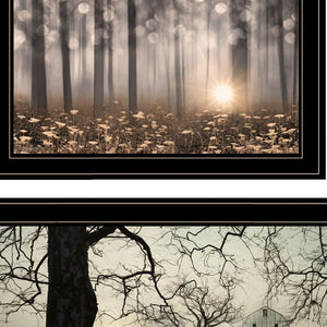 HomeRoots Set of Two Enchanted Sunrise Black Framed Prints - Vibrant Modern Wall Art for Any Room Décor 406081