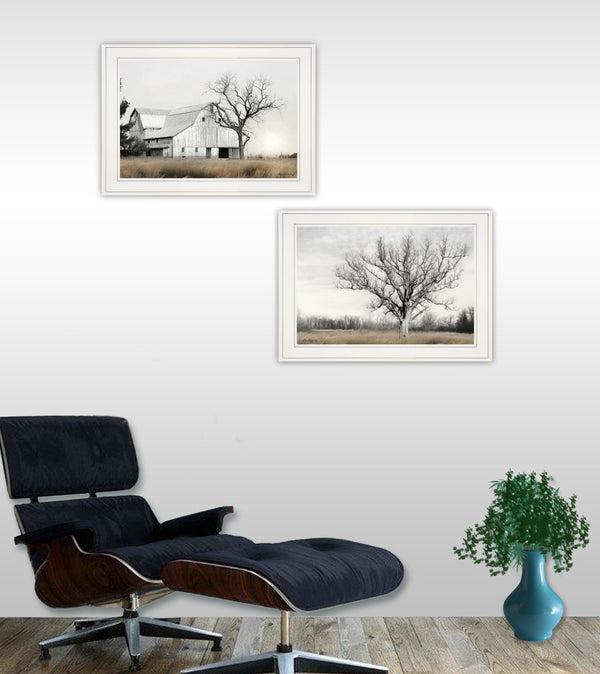 HomeRoots Set of Two Ohio Fields I Framed Print Wall Art - Contemporary Home Décor for Stylish Spaces White 406082