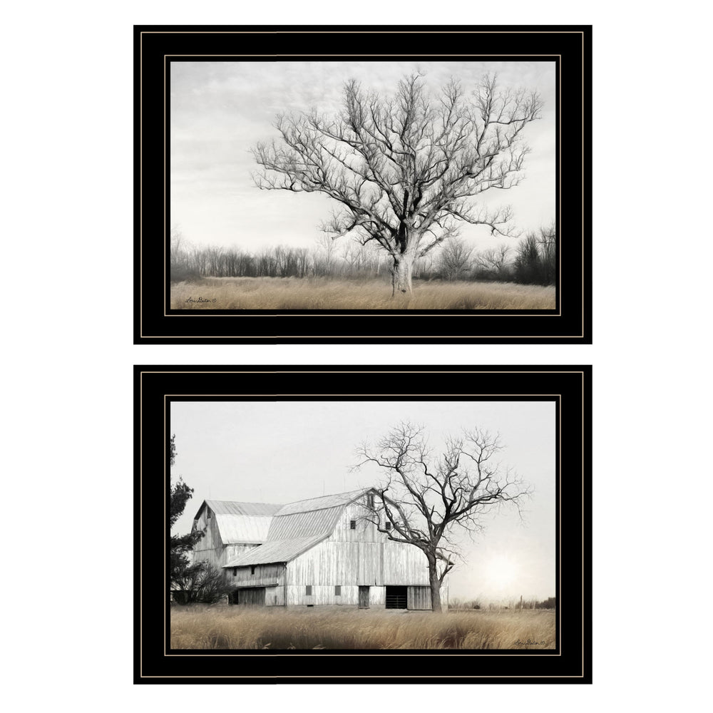 Homeroots Set Of Two Ohio Fields I 2 Black Framed Print Wall Art  Paper,Wood 406083