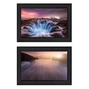 HomeRoots Set Of Two Future Genesis 2 Black Framed Prints - Modern Abstract Wall Art for Stylish Decor Charcoal 406086