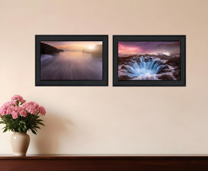 HomeRoots Set Of Two Future Genesis 2 Black Framed Prints - Modern Abstract Wall Art for Stylish Decor Charcoal 406086