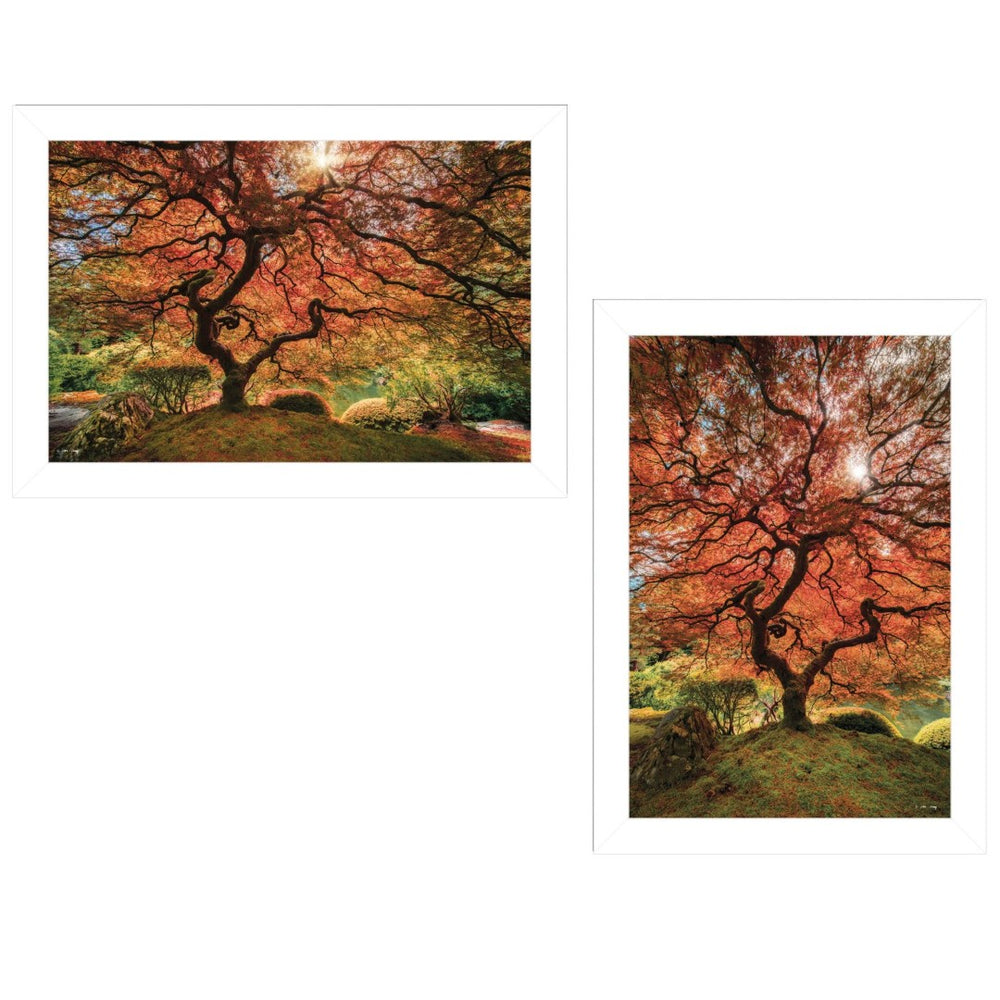 HomeRoots Set of Two Elegant Autumn Framed Prints - Modern Fall Wall Art for Home Decor & Easy Styling 406089