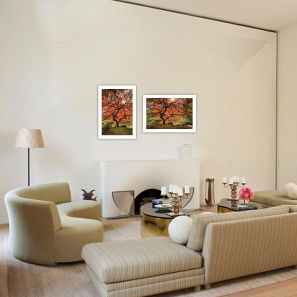 HomeRoots Set of Two Elegant Autumn Framed Prints - Modern Fall Wall Art for Home Decor & Easy Styling 406089