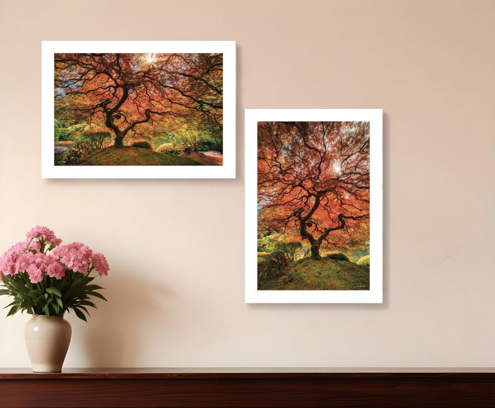 HomeRoots Set of Two Elegant Autumn Framed Prints - Modern Fall Wall Art for Home Decor & Easy Styling 406089