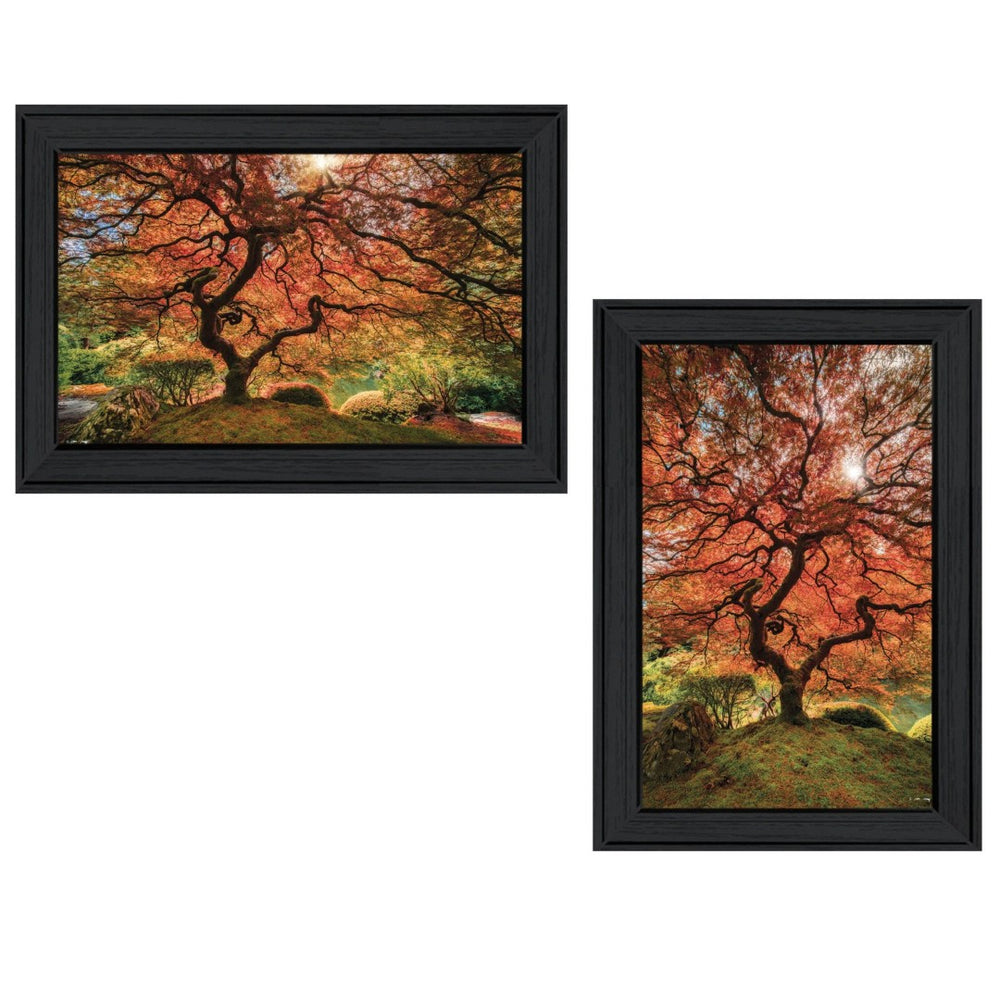 HomeRoots Set of Two Contemporary Fall-Inspired Black Framed Print Wall Art for Elegant Home Décor Charcoal 406090