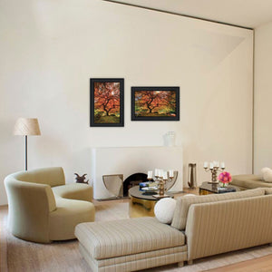 HomeRoots Set of Two Contemporary Fall-Inspired Black Framed Print Wall Art for Elegant Home Décor Charcoal 406090