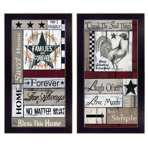Homeroots Set Of Two Family Wisdom Cherish The Small Things Black Framed Print Wall Art  Paper,Wood 406094
