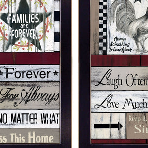 Homeroots Set Of Two Family Wisdom Cherish The Small Things Black Framed Print Wall Art  Paper,Wood 406094