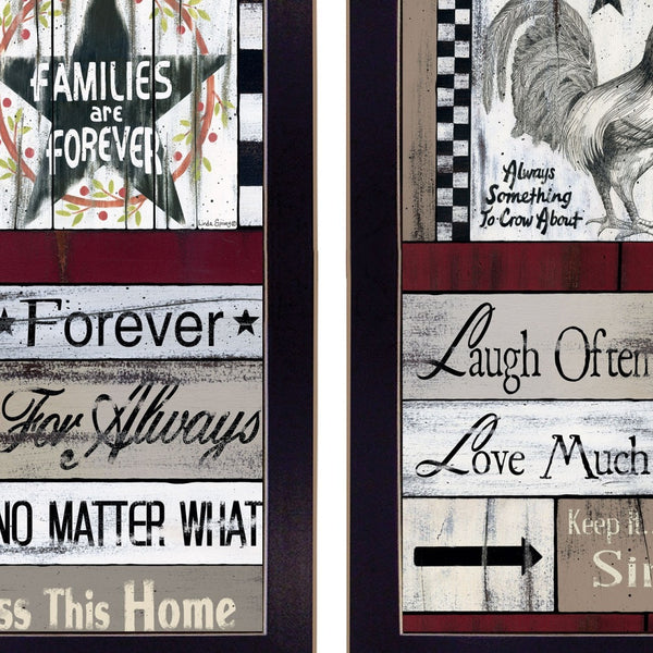 Homeroots Set Of Two Family Wisdom Cherish The Small Things Black Framed Print Wall Art  Paper,Wood 406094