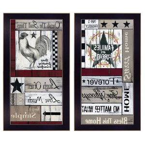 Homeroots Set Of Two Family Wisdom Cherish The Small Things Black Framed Print Wall Art  Paper,Wood 406094