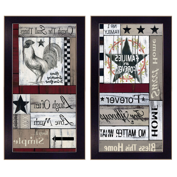 Homeroots Set Of Two Family Wisdom Cherish The Small Things Black Framed Print Wall Art  Paper,Wood 406094