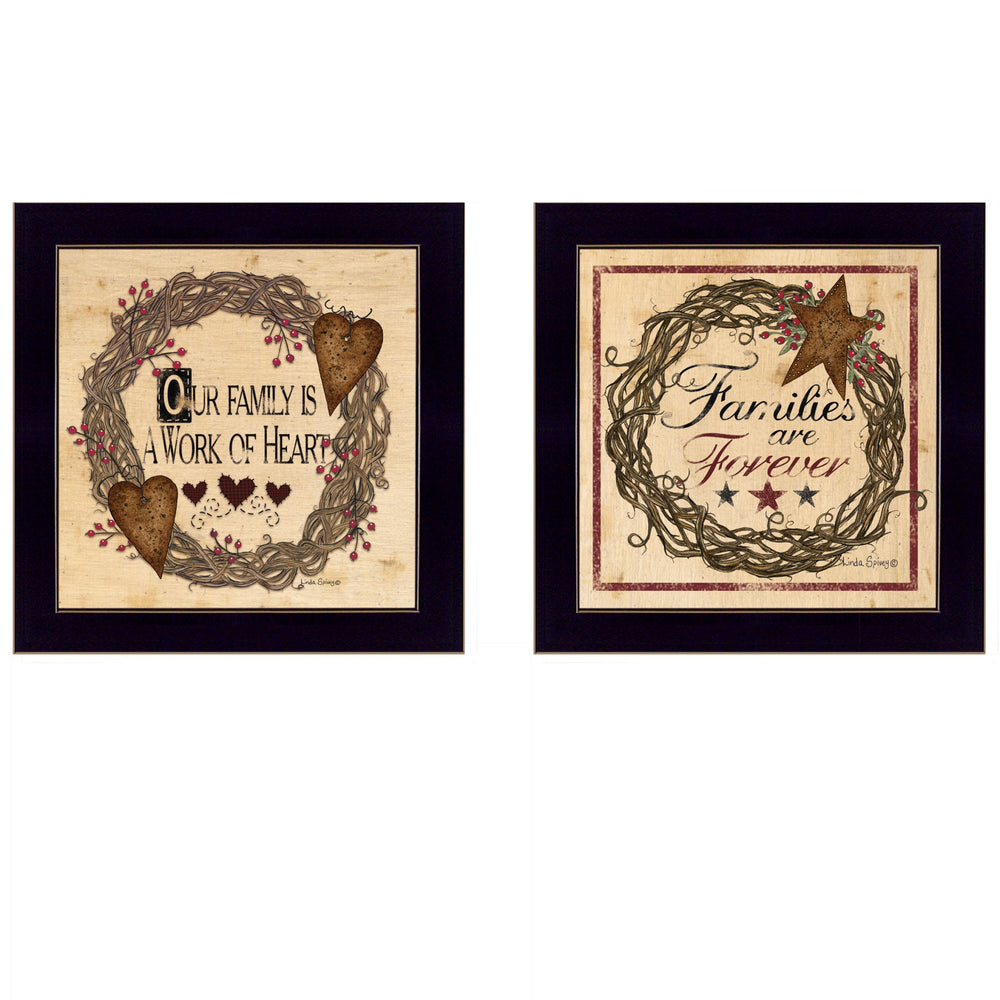 Homeroots Set Of Two Family Wisdom Ii Black Framed Print Wall Art  Paper,Wood 406095