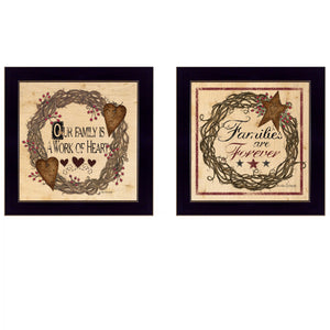 Homeroots Set Of Two Family Wisdom Ii Black Framed Print Wall Art  Paper,Wood 406095